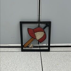 Red and Brown Baseball Wall Art